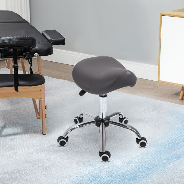 Rollhocker Höhenverstellbarer Drehhocker Arbeitshocker mit Rädern Grau