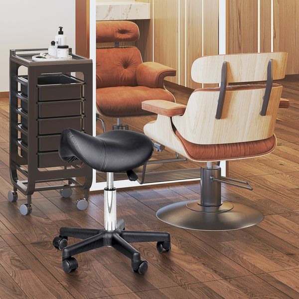 Rollhocker Höhenverstellbarer Drehhocker Arbeitshocker Kunstleder