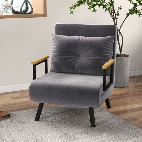 Schlafsessel, Einzelsofa mit Bettfunktion, Relaxsessel mit Rückenkissen
