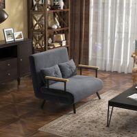 Schlafsofa, Zweisitzer mit Bettfunktion, Schlafcouch mit Samtoptik Grau