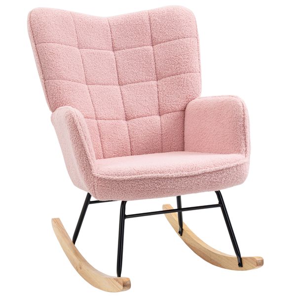 Schaukelstuhl Schwingsessel Akzentstuhl bis 120 kg, Polyester, Rosa