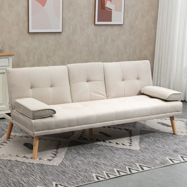 Schlafsofa Sofabett Schlafcouch 3 Sitzer Leinen