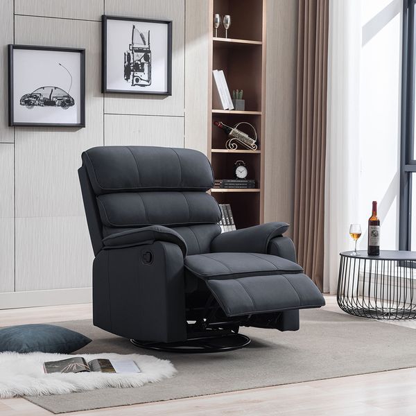 TV Sessel mit verstellbarer Relaxfunktion & 360°° Dreh- und Schaukelfunktion - Schwarz