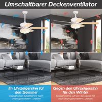 Deckenventilator Mit Beleuchtung, 132cm Ceiling Fan Mit Fernbedienung