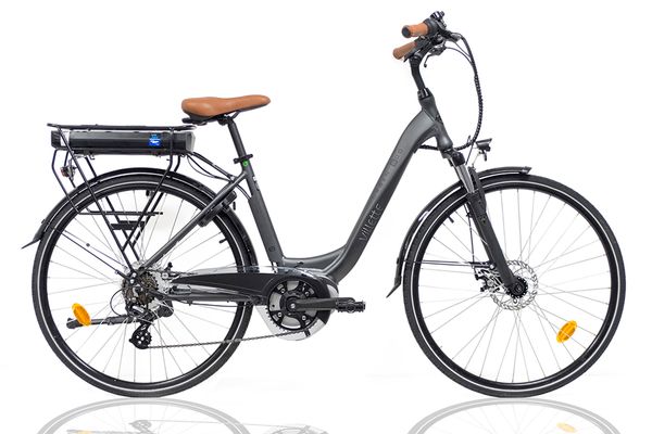 Urban E600, City E-bike, Damen, mit Mittelmotor, 7 Gang, grau