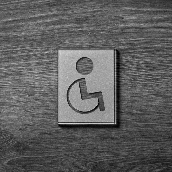 Keilbach Piktogramm, Symbol barrierefrei, Floatglas, silber, selbstklebend