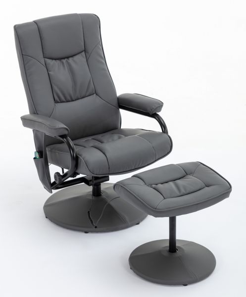 Massagesessel Relaxsessel mit Heizfunktion & Fußhocker - Grau