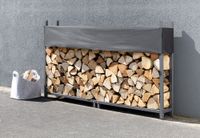 Brennholzregal aus Metall mit Abdeckung, ca. 200 x 25 x 115 cm