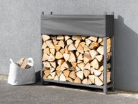 Brennholzregal aus Metall mit Abdeckung, ca. 113 x 25 x 115 cm
