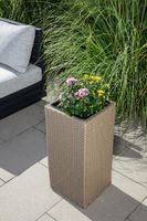 Blumentopf Rattan Optik mit Plastiktöpfen eckig
