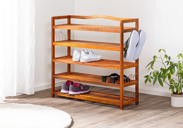 HC Home & Living Schuhregal Akazie 5 Etagen 94 x 82 x 26cm braun