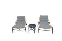 Happy Home 3 tlg. Rattan Gartenset mit Sitzkissen HGS52-GRA, grau