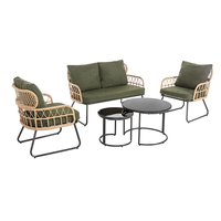 Rattan-Gartenset 5tlg. mit Sitzkissen HGS51-GRN, grün