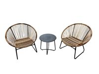 Happy Home 3 tlg. Garten Set mit Sitzkissen HGS50-BRN in Rattan braun