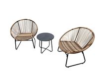 3 tlg. Garten-Set in Rattan - Braun
