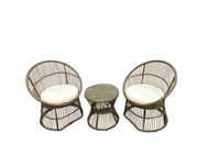 5 tlg. Garten Set mit Sitzkissen in Rattan - Beige