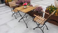 Bistroset Outdoor-Klappstuhl-Set 3tlg., 2-Sitzer mit 4 Streben aus Akazienholz 