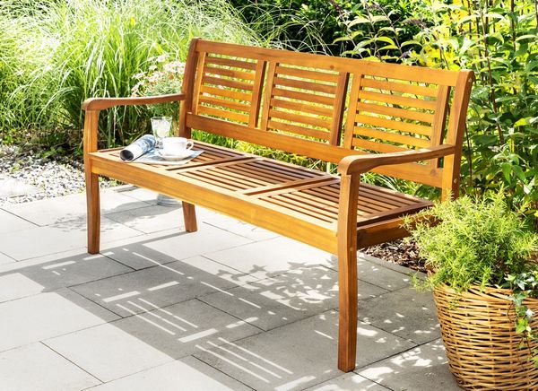 3-Sitzer Gartenbank aus Akazienholz, ca. 153 x 90 x 57 cm - Braun