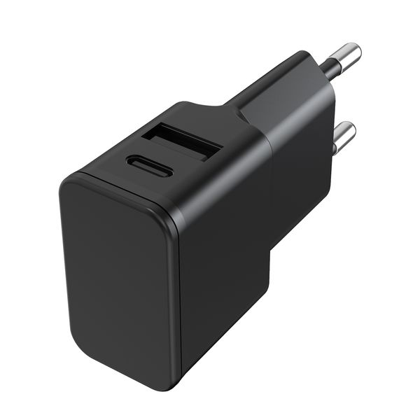 Universal Netzteil Dubi, 1x USB-A + 1x Typ-C, 2,4A schwarz