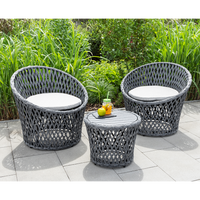 Balkongarnitur RUA 3tlg. Balkonset Gartenset Tisch aus Akazienholz schwarz
