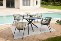 Happy Home 5 tlg. Dining Set HGS54-GRA mit Sitzkissen in grau und beige 
