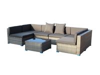23tlg. XXL Ecklounge-Set mit Polsterauflagen U Form - Grau