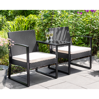 2-Sitzer Bank Gartensitzbank mit Beistelltisch schwarz