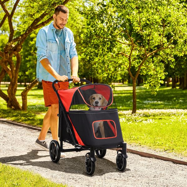Hundewagen, Hundebuggy mit Kissen, faltbarer Hundetrolley, Katzenbuggy