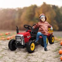 Elektrischer Traktor Kinder Aufsitztraktor mit MP3 Funktion, 3-6KM/H Rot