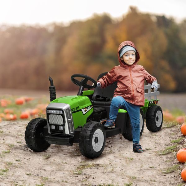 Elektrischer Traktor Kinder Aufsitztraktor mit MP3 Funktion, 3-6KM/H Grün