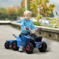 Kinderquad Kinder Elektro-Quad, 6V Elektroauto mit Anhänger Metall Blau
