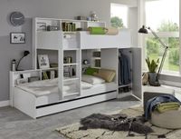 Etagenbett Sina 2 LF 90x200 cm, inkl. inkl. Kleiderschrank und Bettschublade, Dekor Weiß