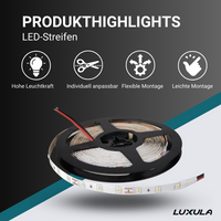 LED-Streifen, warmweißes Licht, 12 V