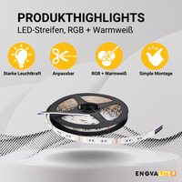 LED-Streifen, RGB und warmweißes Licht, 12 V