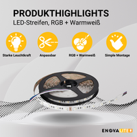 LED-Streifen, RGB und warmweißes Licht, 24 V