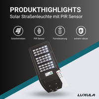 Solar-Straßenleuchte mit PIR Sensor, Parkplatzleuchte 10W PV