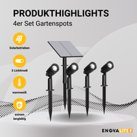 4er Set Solar Gartenstrahler, 3 Lichtmodi mit Erdspieß