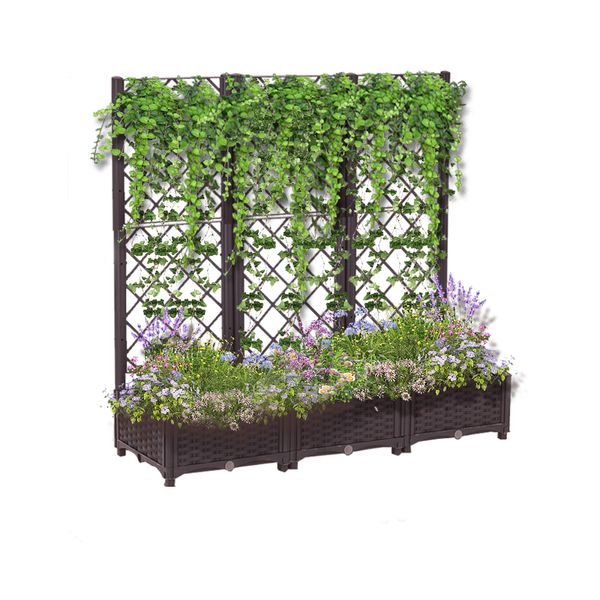 Hochbeet mit Rankhilfe , ca. 120 x 40 x 121/15 cm - Braun