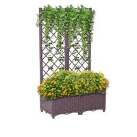 Hochbeet mit Rankhilfe , ca. 80 x 40 x 136/30 cm - Braun
