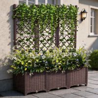 Pflanzkasten mit Rankhilfe aus Polypropylen, ca. 120 x 40 x 136/30 cm - Braun