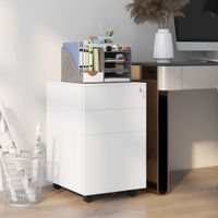 Rollcontainer Aktenschrank mit 3 Schubladen, Büroschrank mit Schloss