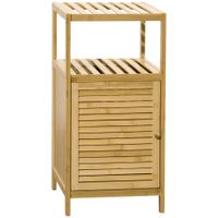 Badezimmerschrank Badschrank mit offenem Fach, Kippschutz, Bambus