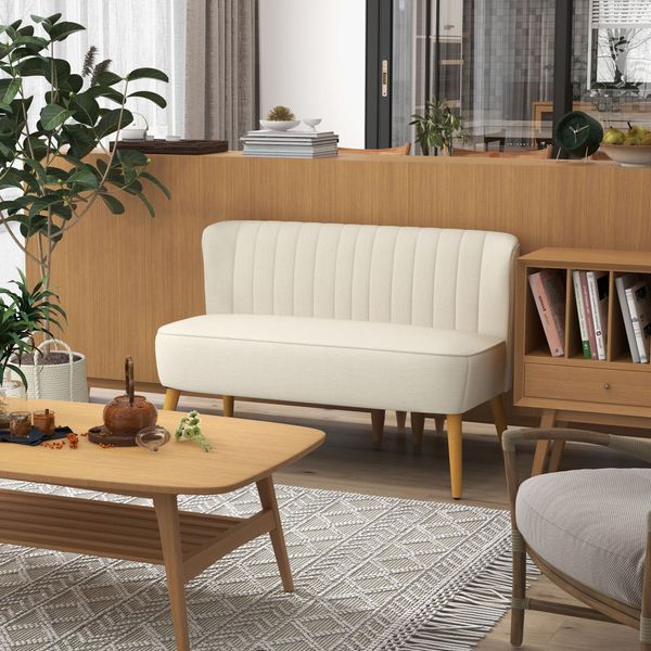 Sofa 2-Sitzer Stoffsofa Couch Polstersofa Loungesofa breit Cremeweiß