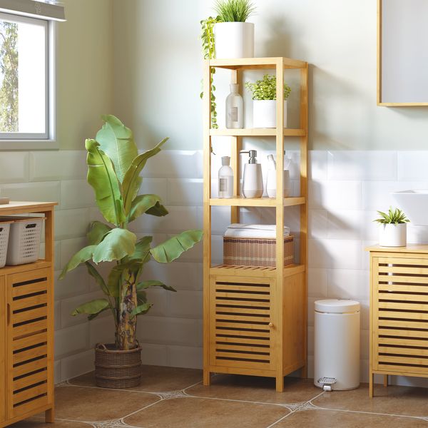 Badschrank Badezimmerschrank mit 3 offenen Fächern für Badezimmer, Natur