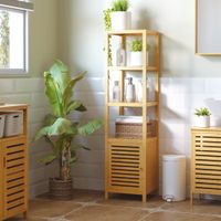Badschrank Badezimmerschrank mit 3 offenen Fächern für Badezimmer, Natur