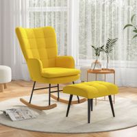 Schaukelstuhl Schwingsessel mit Hocker Relaxsessel mit Leinenoptik