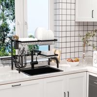 Abtropfgestell Geschirr 2-stufiges Abtropfgitter 51-93 cm Abtropfständer