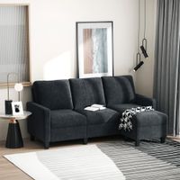 Ecksofa Couchgarnitur mit wendbarer Chaiselongue Dunkelgrau