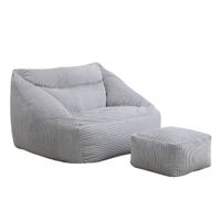 Sitzsack mit Hocker COZY – Hellgrau