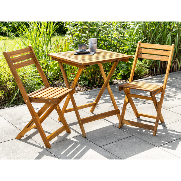 Balkon Tischset Balkonmöbelset 3tlg. klappbar aus Akazie, braun